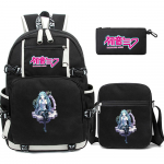 3 tk/komplekt Multikaga Hatsune Miku Tr&uuml;kitud Seljakott Suure Mahutavusega Raamatukott &Otilde;pilane Poiss T&uuml;druk Koolikott V&auml;litingimustes S&uuml;learvuti Suure Mahutavusega Veekindel Reisi-kott