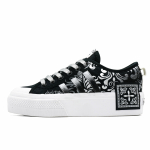 Adidas Originals Nizza Platform Night Shadow Emblem, Footprint Creation Low top Canvas Shoes Unisex Black White FV5321(Team726-) 35⅔