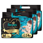 Pampers Luxury Silky Touch M-suuruses m&auml;hkmed, teip, 114 m&auml;hkmet, m&auml;hkmed x 3 (6-11 kg) - T&uuml;&uuml;p, - (38 pakki) [Juhtum]