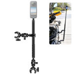 PULUZ Jalgrattakinnitus kiirvabastusega ja 150 cm selfie-kepiga, kahepealised krabi- ja &uuml;hekordsed klambrid, juhtraua fikseeritav kinnitus (Must) must