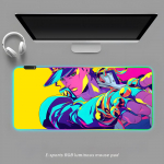 JoJos Bizarre Adventure Hiirematt RGB M&auml;nguri Hiirematt Lauamatt HD M&auml;nguri Suur LED Valgustus XXL Hiirematid RGB600x300x3mm