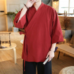 Soliidne meeste kimono Jaapani t&auml;navar&otilde;ivad meeste meeste jaapani riided s&auml;rkpluus Korea riided kardigan M punane