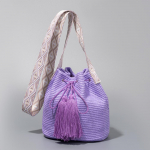 Suvine rand &uuml;hev&auml;rviline &auml;mbrikott puhkuse stiilis &otilde;lest kootud k&auml;ekotid n&ouml;&ouml;riga crossbody kott tutiga &otilde;lakott naistele 22x17x22cm lilla