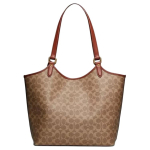 Coach P&auml;ev 32 Klassikaline Monogrammiga Prinditud Kunstnahast T&otilde;mblukuga K&auml;ekott Naiste T&otilde;mblukuga K&auml;ekotid Pruun Kollane C6336-B4XHG Basic Set (Bag+Dust Bag) brown