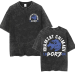 Khamzat Chimaev Borz Logo Vintage Pesitud T-s&auml;rk Meeste Naiste Mood Harajuku &Uuml;legabariidilised T-s&auml;rgid Suvised Topid &Uuml;mmarguse Kaelusega T-s&auml;rk M black