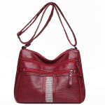 Kesk- ja eakate emade kott Pehmest nahast naiste &otilde;lakott Teemantidega kaunistatud Vintage crossbody kott punane
