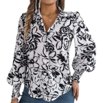 Naiste S&auml;rk Rev&auml;&auml;r Laterna Pikk Varrukas Elastsed Mansetid Vabaaja Pluusid &Uuml;herealine N&ouml;&ouml;pimine Lill Mustriline S&auml;rk Streetwear XL valge
