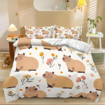 Kapibaara Voodipesukomplekt Tekikate Padjap&uuml;&uuml;ridega, Loomad Kodu Tekstiil Mugavus 100% Pol&uuml;ester Dekoratiivsed Kingitused Lastele T&uuml;drukutele (as the picture,70x133cm 2pcs&Duvet Cover)