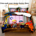 Armas Bob the Builder Voodipesu Komplekt 3D Prinditud Tekikott Padjap&uuml;&uuml;r Laste Magamistuppa Kodu Tekstiil &Uuml;heinimese T&auml;is Suurus Queen Suurus King Suurus AU Single(140x210cm)