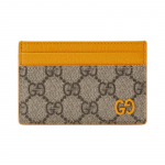 Gucci Double G logo keraamilise efektiga viimistlusega l&otilde;uendi ja nahast kaardihoidja tavaline meeste kollane/pruun pruun