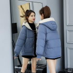 Naiste s&uuml;gis- ja talvine l&uuml;hike kapuutsiga puuvillase polsterdatud jope Korea stiilis lahtise stiiliga moodne naiste jope S