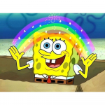 V&auml;rvimine numbrite j&auml;rgi raamiga Maalid v&auml;rvimiseks Spongebob koos vikerkaarega 50x40 cm