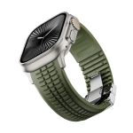 FKM kummipael Apple Watchile 46mm 45mm 44mm 42mm Spordirihm Iwatch Ultra 2 1 49mm Series 10 9 8 7 Se 6 5 4 jaoks K&auml;ev&otilde;ru 42 44 45 46MM h&otilde;bedane roheline v&auml;rv
