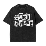 Avril Lavigne puuvillane T-s&auml;rk pestud puuvill laulja punk muusika T-s&auml;rk S black