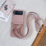 Ristk&uuml;likukujuline PU nahast telefonikott Samsung Galaxy Z Flip 6 5 4 3 Flip6 Flip5 Flip4 Flip3 5G jaoks, kaitsev p&otilde;rutuskindel &uuml;mbris For Galaxy Z Flip3 roosa