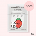 BONNYHILL Lehemask 5 tk 2. seeria &ndash; 4 t&uuml;&uuml;pi komplekt (Maasikas / S&uuml;damikuleht / Tigu / Riis) | Korea toitev ja rahustav kangasmaski mitmepakend STRAWBERRY 1ea