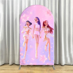 Kpop Deemonik&uuml;tid Kaarjas Taustapildi Kate, Roosa T&auml;heline Taevas Kaarjas B&auml;nner T&uuml;drukute S&uuml;nnip&auml;evapeoks, Kohandatav Spandexi Fototaust 1.6x3.9ft (50x120cm)
