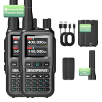 Kahepakend Baofeng UV-5R Mini 5W raadioaparaate | Bluetooth kanalite s&uuml;nkroniseerimine + NOAA tormiteated | Type-C laetav h&auml;daolukordadeks USB Plug hall v&auml;rv