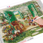 Teemanttikandid Ristpistes Loodus Teemantmaal T&auml;ielik &uuml;mmargune maastik kivipilt talumaja 20X30CM