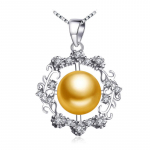 LSOOYH Bohemian Cubic Zirconia Naturaalsed mageveep&auml;rlite lilledega kaelakeed naistele p&auml;rlitega ehted kuld