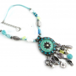 Les Tr&eacute;sors De Lily [E1739] - Collier Cr&eacute;ateur 'Cit&eacute; d'Or' Turquoise sinine