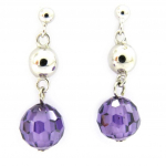 Les Tr&eacute;sors De Lily [G9018] - Boucles Argent 'Linda' am&eacute;thyste lilla