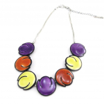 NOA [J4509] - Collier Cr&eacute;ateur 'Tulipes' violet jaune orange lilla