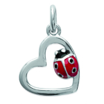 Les Tr&eacute;sors De Lily [L5695] - Pendentif Argent 'Coccinelle' rouge argent&eacute; (rhodi&eacute;) love - 12x12 mm punane
