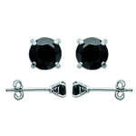 Les Tr&eacute;sors De Lily [L6343] - Boucles argent 'Essentiel' noir argent&eacute; (rhodi&eacute;) - 4 mm must