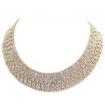 Les Tr&eacute;sors De Lily [P4226] - Collier cr&eacute;ateur 'Sissi' blanc dor&eacute; - 2. 5 cm valge