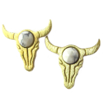 7bis [Q1554] - Boucles artisanales 'Boho' blanc dor&eacute; (cr&acirc;ne de bison) - 15x14 mm valge