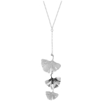 Les Tr&eacute;sors De Lily [Q6012] &ndash; K&auml;sit&ouml;&ouml;na valmistatud h&otilde;bedast kaelakee 'Ginkgo Biloba' h&otilde;bedane (roodiumiga kaetud) &ndash; 100x28 mm h&otilde;be