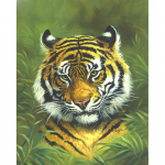 Teemantmaal T&auml;ispuuritud &uuml;mmargune tiiger muru mosaiigiga DIY Teemantmaal ristpistes 20X30CM