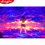 DINGPU 5D teemantmaali maastik Tikand Maja mosaiik Kodukaunistus k&auml;sitsi valmistatud kingitus 20X30CM