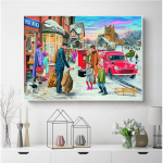 Teemantmaal Ristpistes Mosaiik Portree Kodukaunistus Teemantkunst K&auml;sitsi valmistatud kingitus Full Round 20X30CM