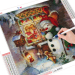 T&auml;isruudukujuline teemantmaal Lumememm K&auml;sit&ouml;&ouml; Uus saabumine Teemanttikandid Talvine mosaiik Multifilm J&otilde;ulukaunistus Full Round （30x30CM）