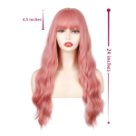 MERISIHAIR pikk tumeroosa laineline kohev parukas tukkidega, s&uuml;nteetiline pikk pastelne roosa parukas naistele, kuumuskindel peoparukas (roosa)