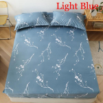 Elastne liibuv leht s&uuml;gavate taskutega, tr&uuml;kitud harjatud mikrokiust madratsikatete komplekt 180*200*30cm helesinine v&auml;rv