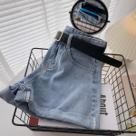 Naiste k&otilde;rge v&ouml;&ouml;kohaga &otilde;huke vabaaja pluss suuruses krimpsutavad teksap&uuml;ksid l&uuml;hikesed p&uuml;ksid naiste sinised l&uuml;hikesed teksap&uuml;ksid S valge