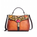 Johnature First Layer Cow nahast retro naiste kott K&auml;sitsi valmistatud reljeefne luksuslik k&auml;ekott Mitmek&uuml;lgsed Hasp Lady &otilde;lakotid pruun