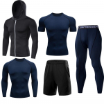 5 tk/komplekt Meeste kompressioonspordi&uuml;likonnad Jooksukomplektid Korvpall Treeningsukkp&uuml;ksid Riided J&otilde;usaal Fitness S&ouml;rkimine Spordidressid XL