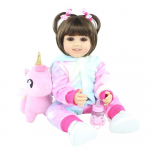 55 cm t&auml;issilikoonist keha Reborn Baby Doll M&auml;ngut&uuml;druk Boneca Vin&uuml;&uuml;l Vasts&uuml;ndinud Printsess V&auml;ikelapse Bebe Bebe s&uuml;nnip&auml;evakingitus Short Hair