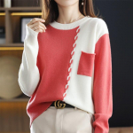 S&uuml;gis- ja talvine pullover-kampsun 2022 kulumisv&auml;rv, kontrastsus, &uuml;markaelus, moodne avar sviiter naiste alaosaga sviiter One Size punane