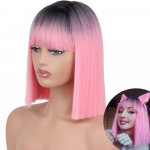 MISS PARAS Naiste mood l&uuml;hike sirge Bob Ombre must roosa parukas tukkidega s&uuml;nteetilisest kiust &otilde;lgade pikkusega sirge parukas 789