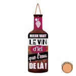 Les Tr&eacute;sors De Lily [R2120] &ndash; veinipudeli kujuline puidust tahvel (Parem vein siit kui vesi sealt! ) - 42x14 cm punane