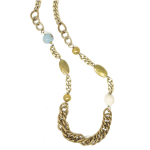 Lily-Crystal [R4591] - K&auml;sitsi valmistatud pikk kaelakee  Mythical Syracuse  antiikkuldne t&uuml;rkiissinine - 110 cm 2 cm t&uuml;rkiissinine