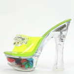 Naiste suvised seksikad mitmek&uuml;lgsed rhinestones k&otilde;rge kontsaga sandaalid D115 seeria 15 cm konts, 5 cm platvorm LFD 34 roheline