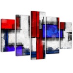 Viieosalise pildiga l&otilde;uenditr&uuml;kk Abstraction Blue Red 100x70 mitmev&auml;rviline