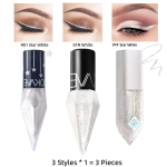 3 Styles Glitter vedela silmapliiatsi komplekt, Diamond Shining veekindel kauap&uuml;siv v&auml;rviline lauv&auml;rv, metallik vedel silmalaineri pliiats, silmameigikomplekt