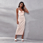 Satiinist varrukateta l&otilde;hestatud seljata sling kleit naiste kevadsuvi seksikas klubi pikk kleit &otilde;htumantlid Olkaimeta peokleidid 25820 XS &scaron;ampanjav&auml;rvi